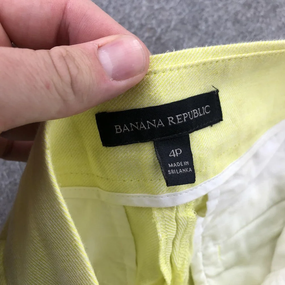 Banana Republic Pants Womens 4 Petite Yellow Linen Spandex Wide Leg Relaxed